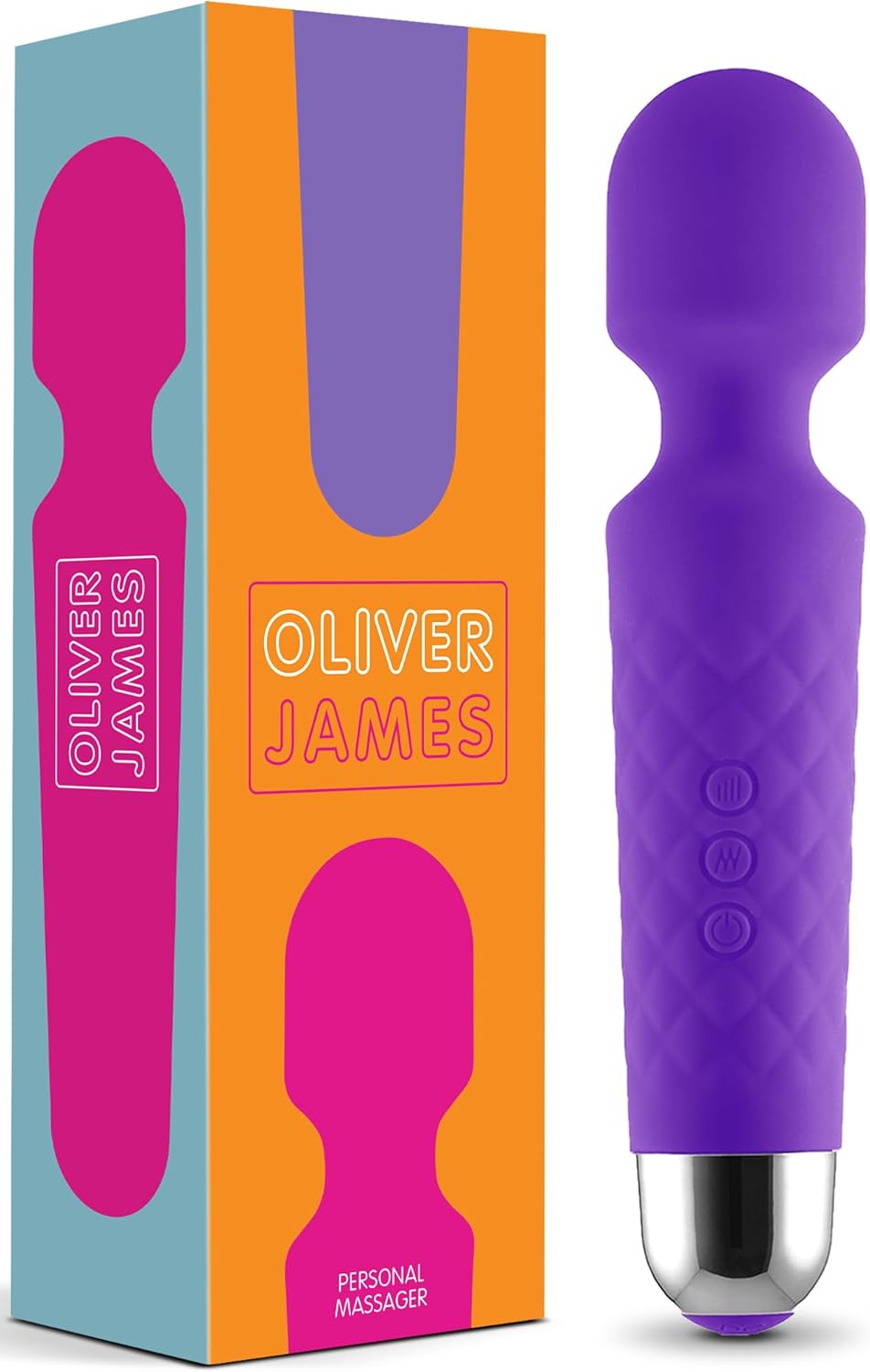 Oliver James Mini Wand Vibrator – 20 Patterns, 8 Speeds, USB Rechargeable & Travel-Friendly