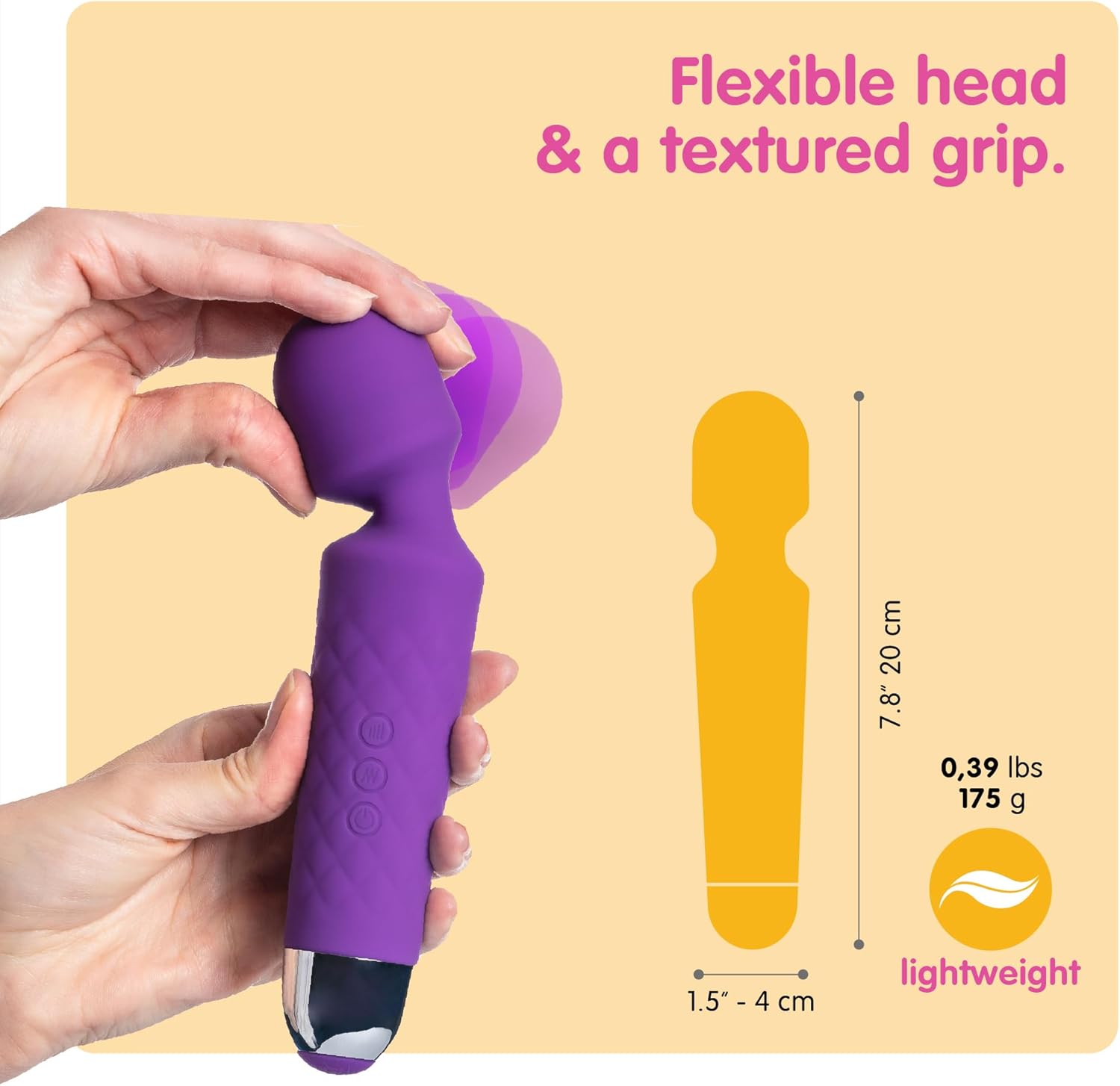Oliver James Mini Wand Vibrator – 20 Patterns, 8 Speeds, USB Rechargeable & Travel-Friendly